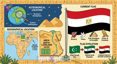 Discovering Egypt: Location, Area, and Flag History?