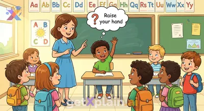 How do we say "raise your hand" in English?