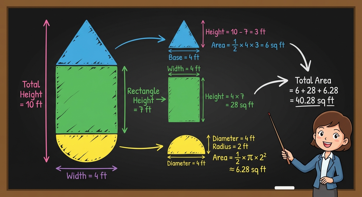 How Do We Calculate the Total Area of This Composite Geometric Shape?