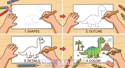 How Can We Draw a Friendly Dinosaur Together?