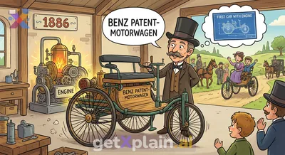 Who invented the first car with an engine?