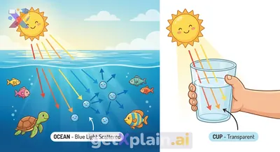 Why Does Ocean Water Look Blue but Clear in a Cup?