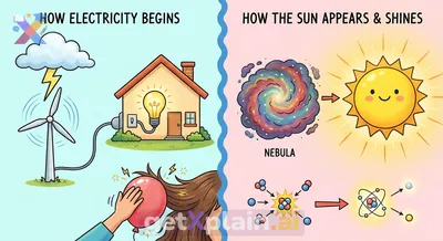 How Do Electricity and the Sun Originate and Shine?