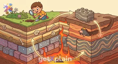 What are rocks and fossils, and how do they get into the ground?