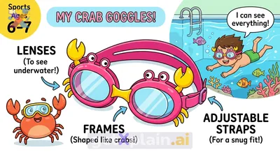What are these fun pink crab-shaped swimming goggles?