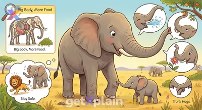 Why Are Elephants So Big and Have Long Trunks?
