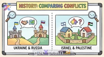 How is the Ukrainian-Russian war similar to or different from the Israeli-Palestinian conflict?