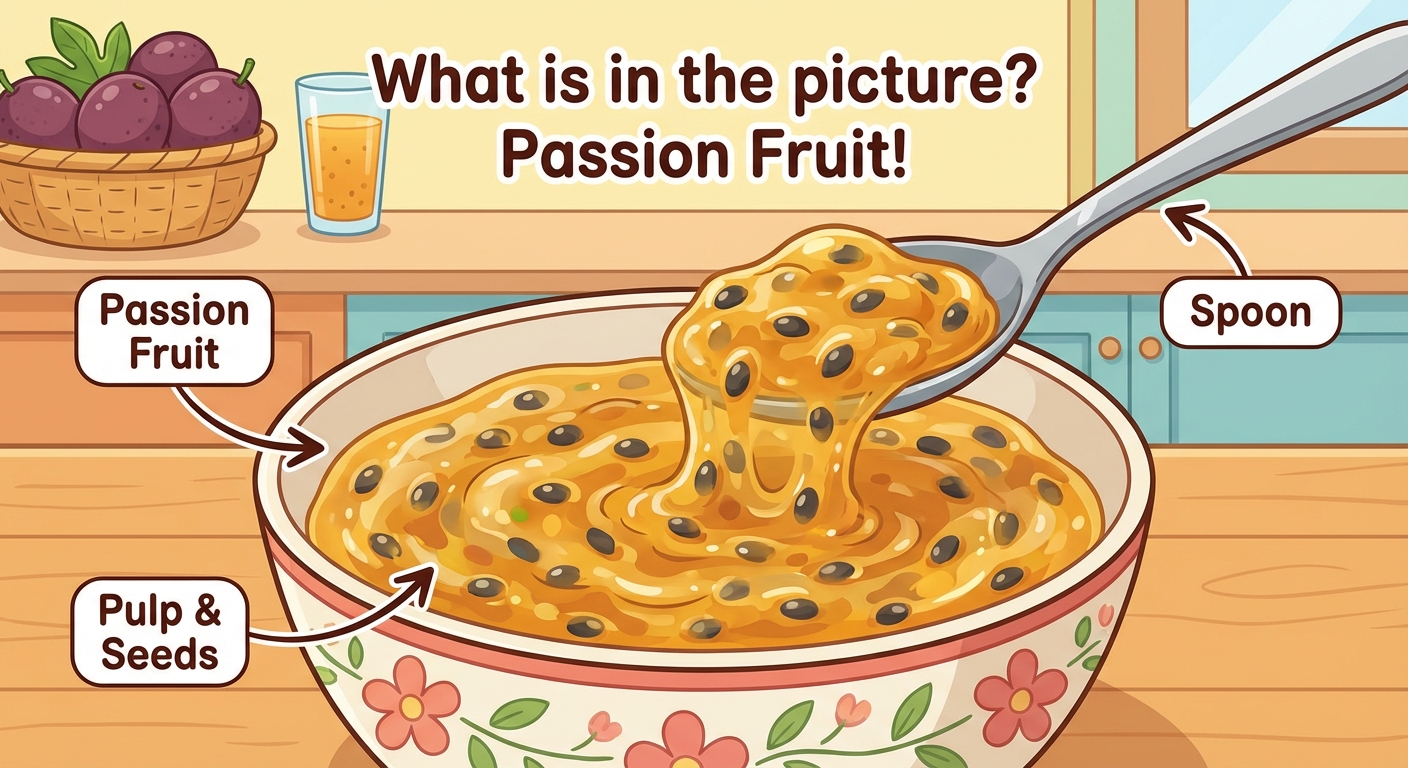 What delicious fruit pulp and seeds are in the bowl?