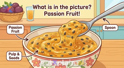 What delicious fruit pulp and seeds are in the bowl?