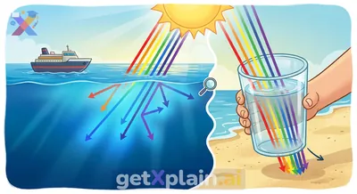 لماذا تبدو المحيطات زرقاء بينما ماء الكوب صافٍ؟