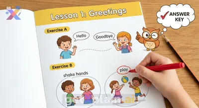 What English Greetings and Actions Are in Lesson 1?