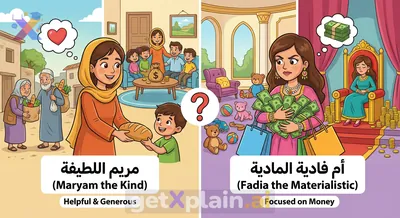 Maryam's Kindness vs. Fadia's Wealth: What Matters Most?