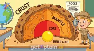 What layers make up our Earth, like a giant cookie?