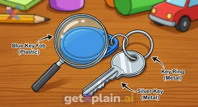 What is the Blue Part of the Keychain and What is it Made From?