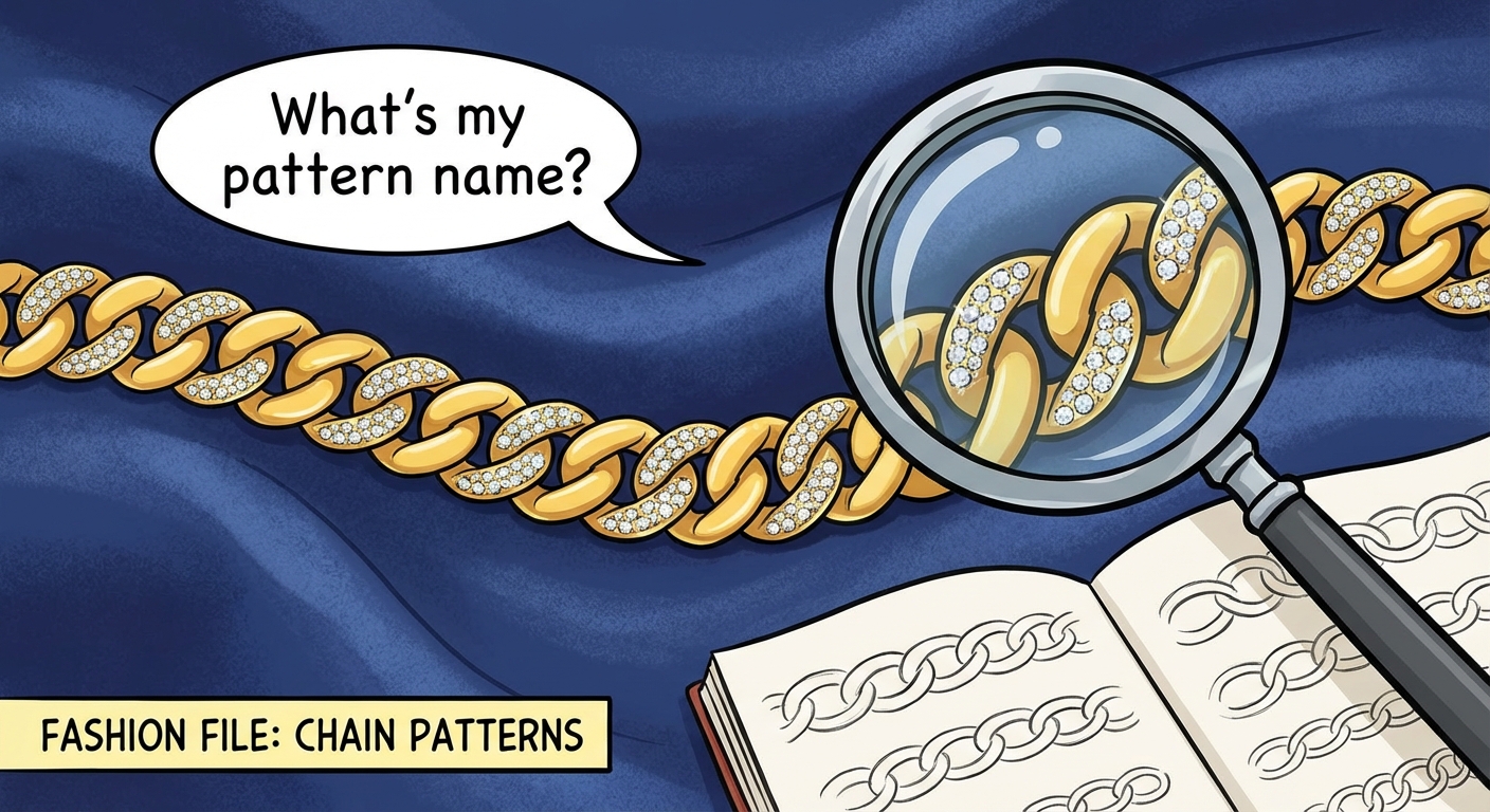 What Pattern Defines This Sparkling Gold Chain?