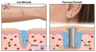 How Do Skin Cells Divide to Heal Wounds and Keep Piercings?