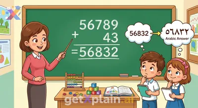 What is 43 plus 56,789, written in Arabic?