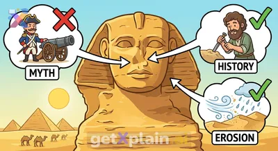 How did the nose of the Great Sphinx break?