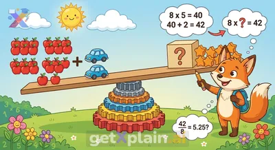How do you find the unknown in 8×5+2=8×?